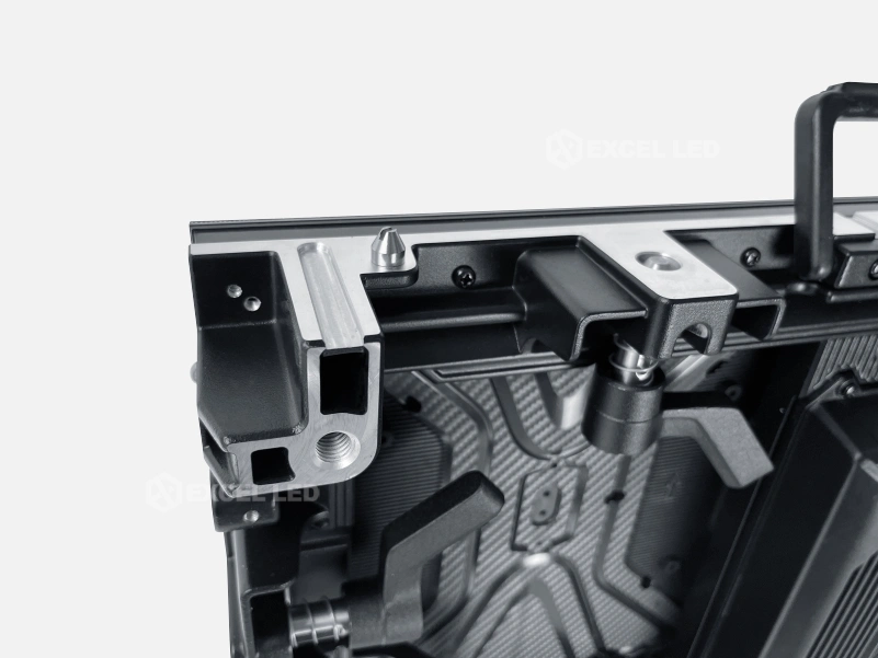 Max Series rental LED display cabinet corner lock system detail