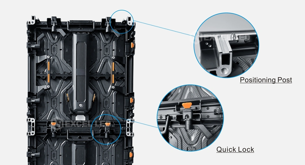Ergonomic quick lock on mobile stage background