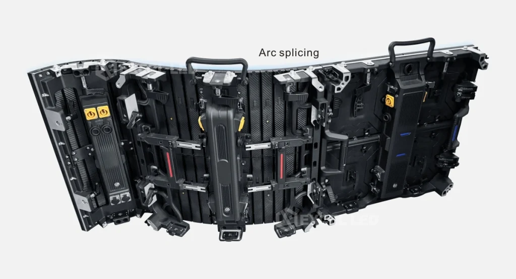 E-structure mounting frame for smooth creative stage screen corners