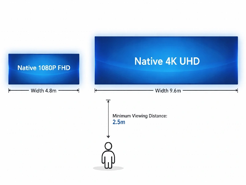 P2.5 LED video wall screen size calculation for 1080p and 4K native resolution