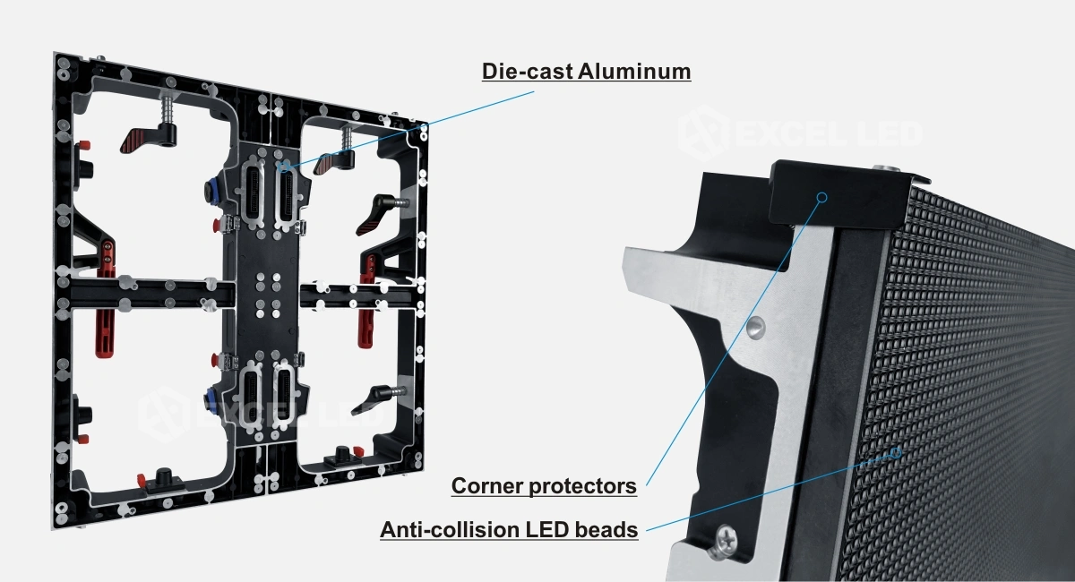 die-cast aluminum cabinet-rental screen