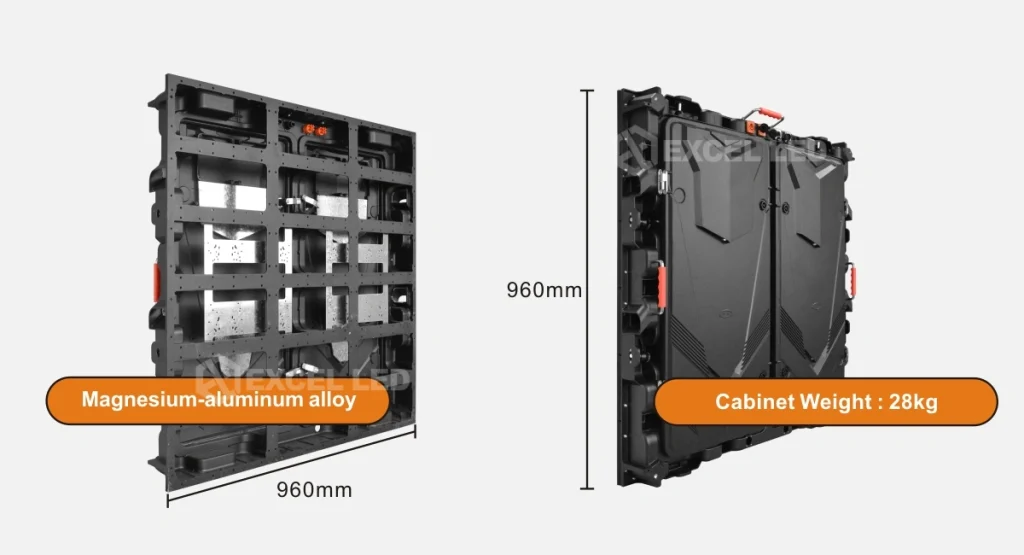 28kg lightweight magnesium LED cabinet
