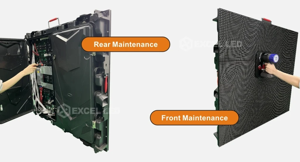 Removing module from front service outdoor LED panel