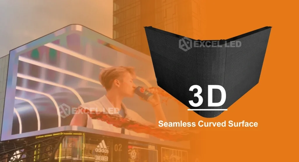 Seamless 90-degree corner for 3D DOOH digital signage