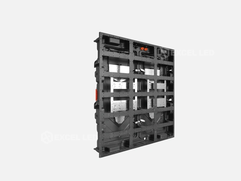 960x960mm magnesium alloy LED cabinet side profile showing the 120mm cabinet depth and carry handle
