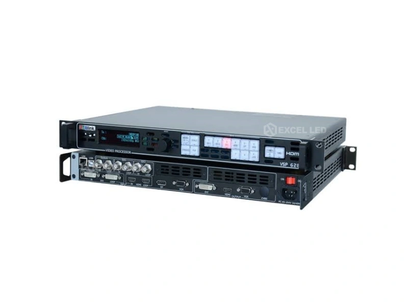 RGBlink VSP 628Pro rental LED video processor front and rear combo view for staging and events