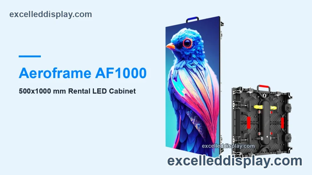 Aeroframe AF1000 500x1000mm rental LED display cabinet, IP65 front and rear, for large-format and outdoor stages